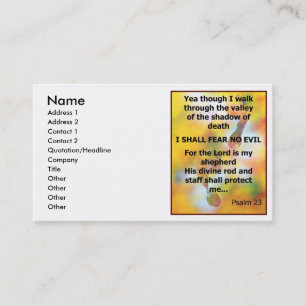 Fear No Evil Psalm Scripture spray painting Business Card