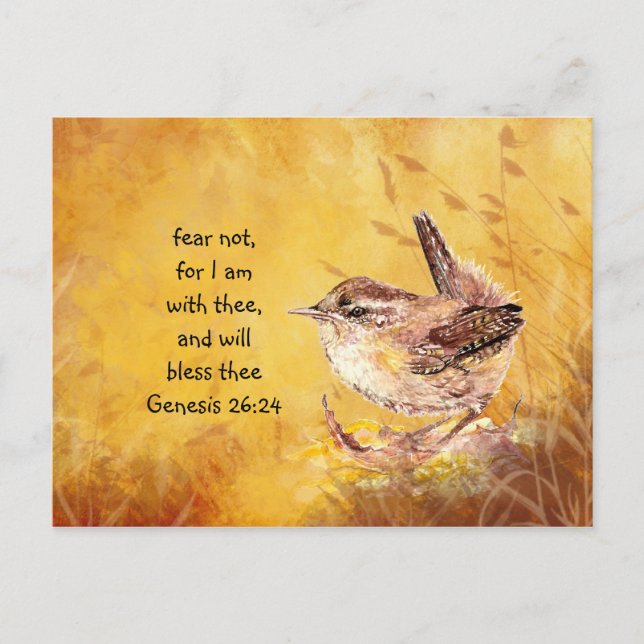 Fear Not Encouragement Watercolor Bird Postcard (Front)