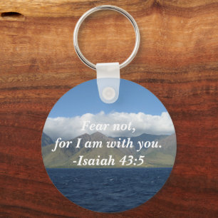 Fear Not For I Am With You Bible Verse Ocean Key Ring