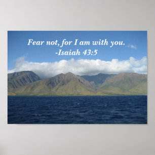 Fear Not For I Am With You Bible Verse Ocean Poster