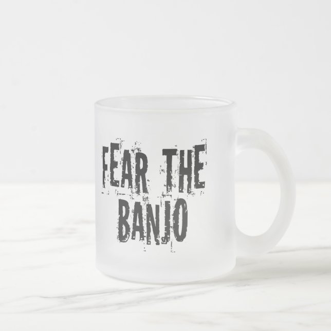 Fear The Banjo Frosted Glass Coffee Mug (Right)