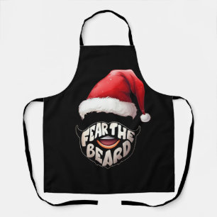 Fear The Beard Funny Santa Claus Pun Holiday Merry Apron