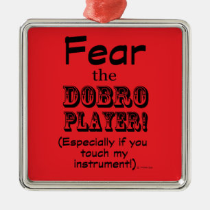 Fear The Dobro Player Metal Tree Decoration