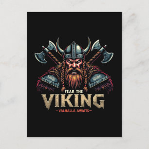 Fear The Viking Nordic Warrior Valhalla Awaits Postcard
