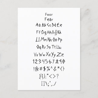 Fear - Zazzle Font Sampler Sheet Postcard