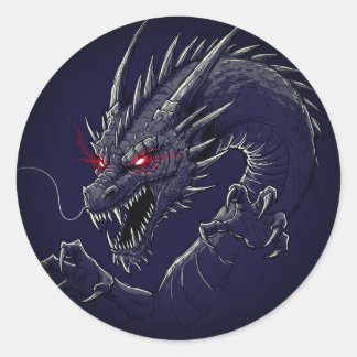 Feared Dragon Classic Round Sticker