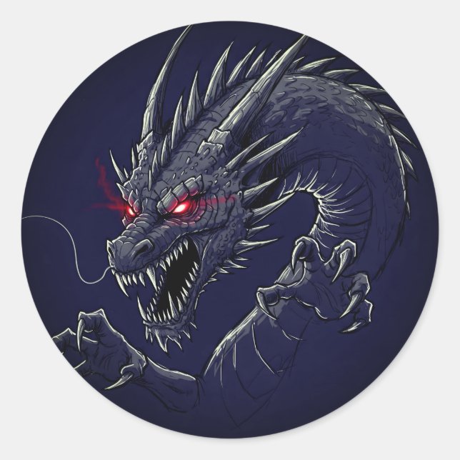 Feared Dragon  Classic Round Sticker (Front)