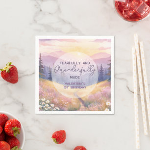 Fearfully and Onederfully Made Girl First Birthday Napkin
