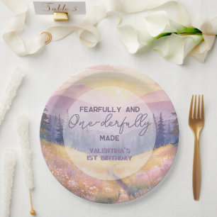 Fearfully and Onederfully Made Girl First Birthday Paper Plate