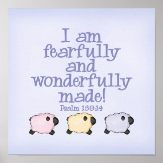 Fearfully and Wonderfully Made 12x12 Print - Blue