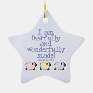 Fearfully and Wonderfully Made - Blue Ceramic Tree Decoration