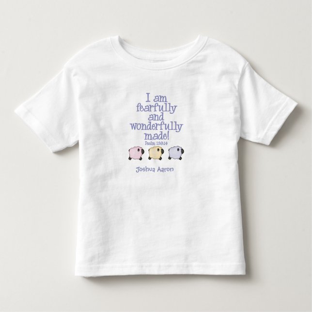 Fearfully and Wonderfully Made - Blue Personalised Toddler T-Shirt (Front)