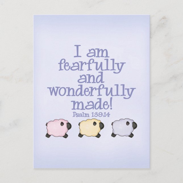 Fearfully and Wonderfully Made - Blue Postcard (Front)