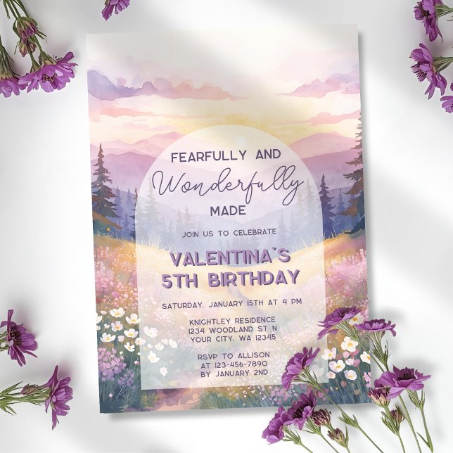 Fearfully and Wonderfully Made Girl Bible Birthday Invitation (Creator Uploaded)