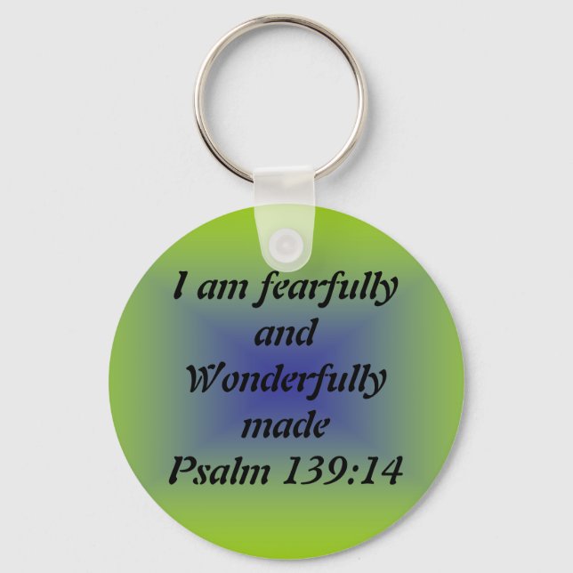 Fearfully and wonderfully made key ring (Front)