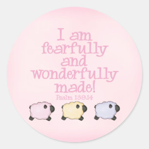 Fearfully and Wonderfully Made - Pink Classic Round Sticker