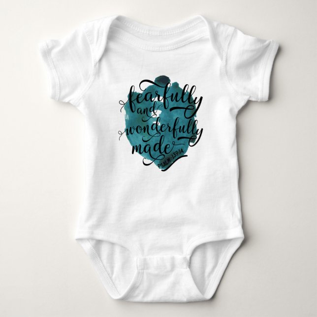 Fearfully and Wonderfully Made Psalm 139:14 Baby Bodysuit (Front)