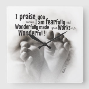 Fearfully and wonderfully made square wall clock