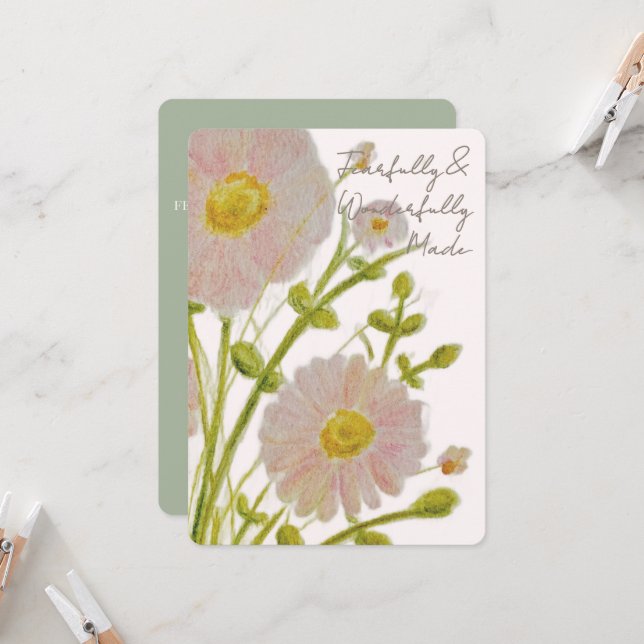 Fearfully & Wonderfully Made Psalm 139:14 Pink Card (Front/Back In Situ)