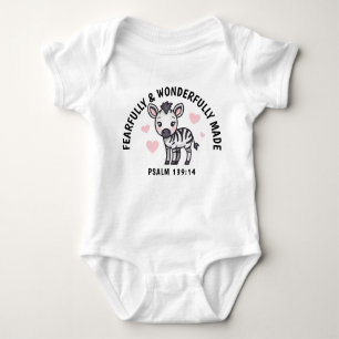 Fearfully & Wonderfully Made Zebra Scripture Baby Bodysuit