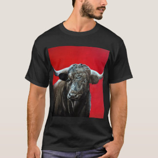 Fearless bull on red T-Shirt