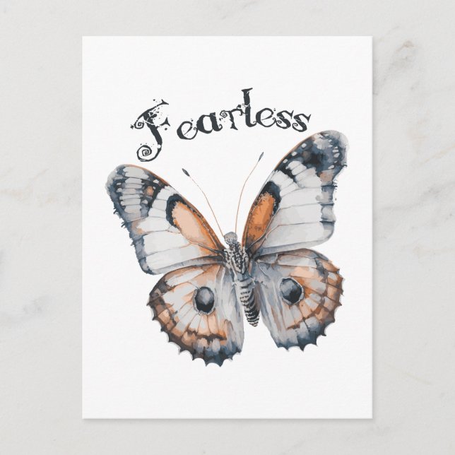 Fearless Butterfly Watercolor Graphic Design, Fear Postcard (Front)