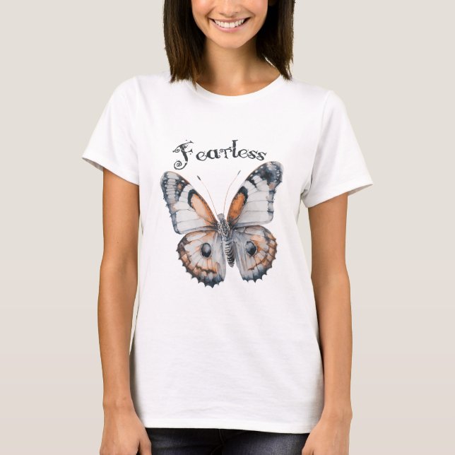 Fearless Butterfly Watercolor Graphic Design, Fear T-Shirt (Front)