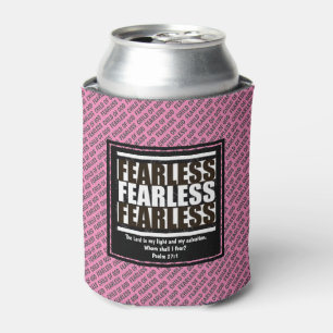 FEARLESS CHILD OF GOD Scripture Personalised Pink Can Cooler
