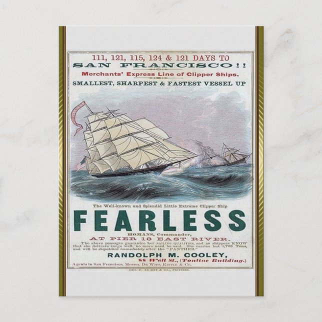 Fearless Clipper Sailing  Postcard (Front)