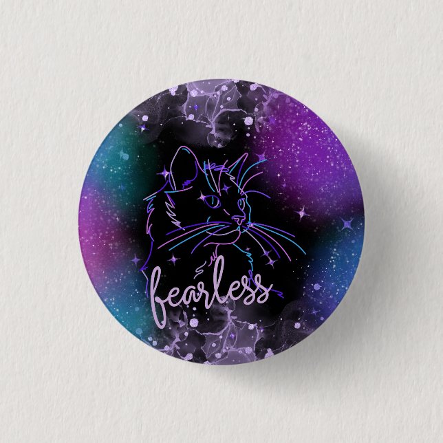 Fearless Galaxy Cat 3 Cm Round Badge (Front)