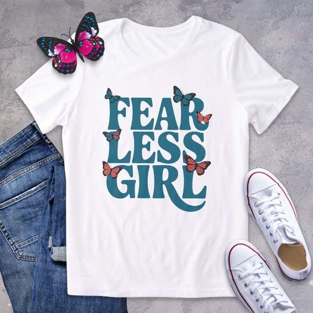 Fearless Girl Bold Teal Butterfly Shirt (Creator Uploaded)