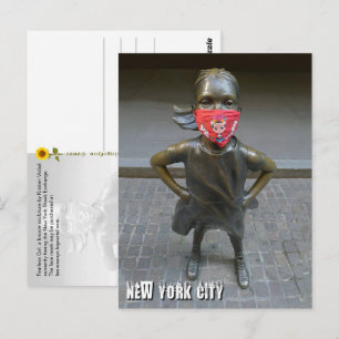 Fearless Girl w/embroidered mask, NYC - V postcard