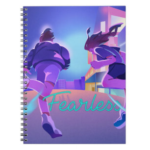 Fearless Girls Running in Neon City Notebook