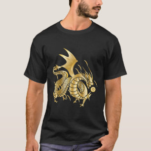 Fearless Golden Chinese Dragon Fire Ball T-Shirt