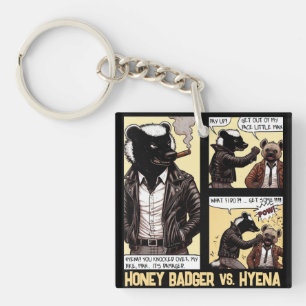 FEARLESS Honey Badger Fights a Hyena Key Ring