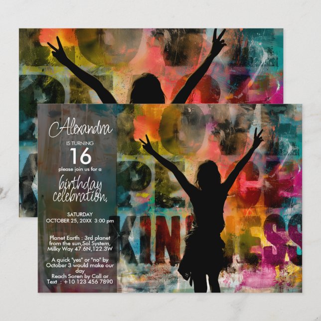 Fearless | Modern Urban Peace Art Invitation (Front/Back)