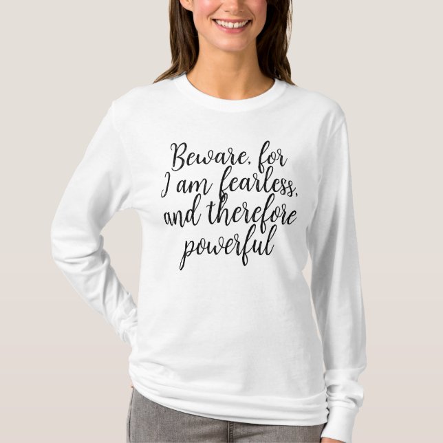 Fearless Powerful Motivation Women Quote-32450 Tan T-Shirt (Front)