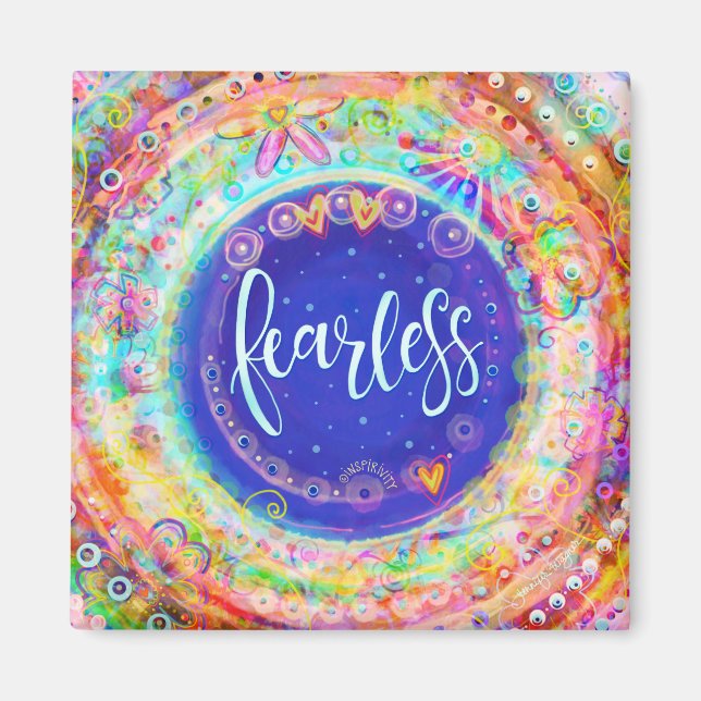 Fearless Pretty Fun Floral Modern Inspirivity Magnet (Front)