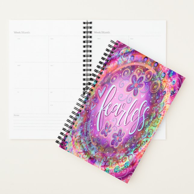 Fearless Pretty Purple Floral Inspirational Trendy Planner (Display)