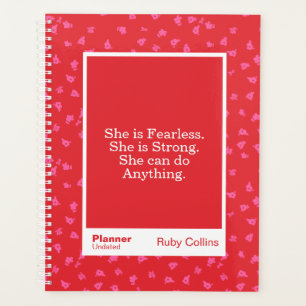 Fearless Red Floral Motivational Quote Planner