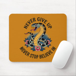 Fearless Spirit: Bold Snake and Roses Artwork Mouse Pad