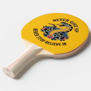 Fearless Spirit: Bold Snake and Roses Artwork Ping Pong Paddle