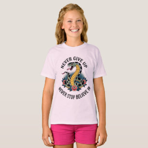 Fearless Spirit: Bold Snake and Roses Artwork T-Shirt