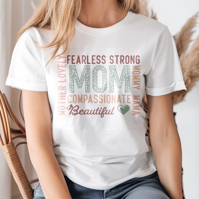 Fearless Strong Mum Retro Typography T-Shirt (Blond young woman wearing a "Fearless Strong Mom" Retro Mother's Affirmations T-Shirt.)