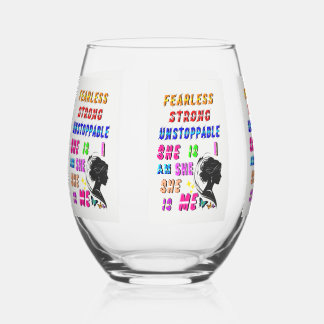 Fearless Strong Unstoppable She Is Stemless Wine Glass