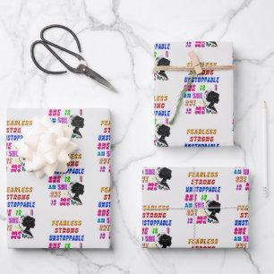 Fearless Strong Unstoppable She Is Wrapping Paper Sheet