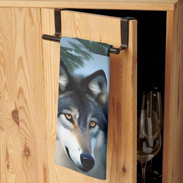 Fearless The Arctic Wolf,  Dish Towel (Thirds Fold)