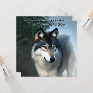 Fearless The Arctic Wolf, Flat Birthday Card