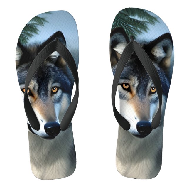 Fearless The Arctic Wolf,  Flip Flops (Footbed)