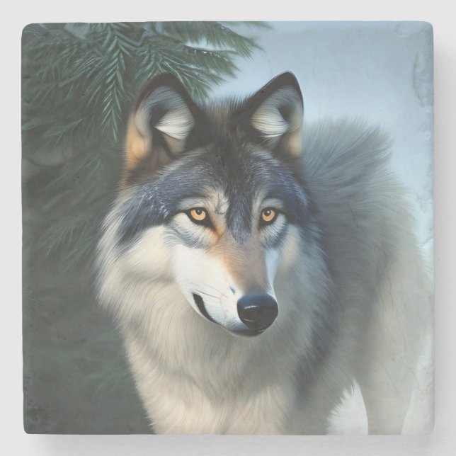 Fearless The Arctic Wolf, Stone Coaster (Front)